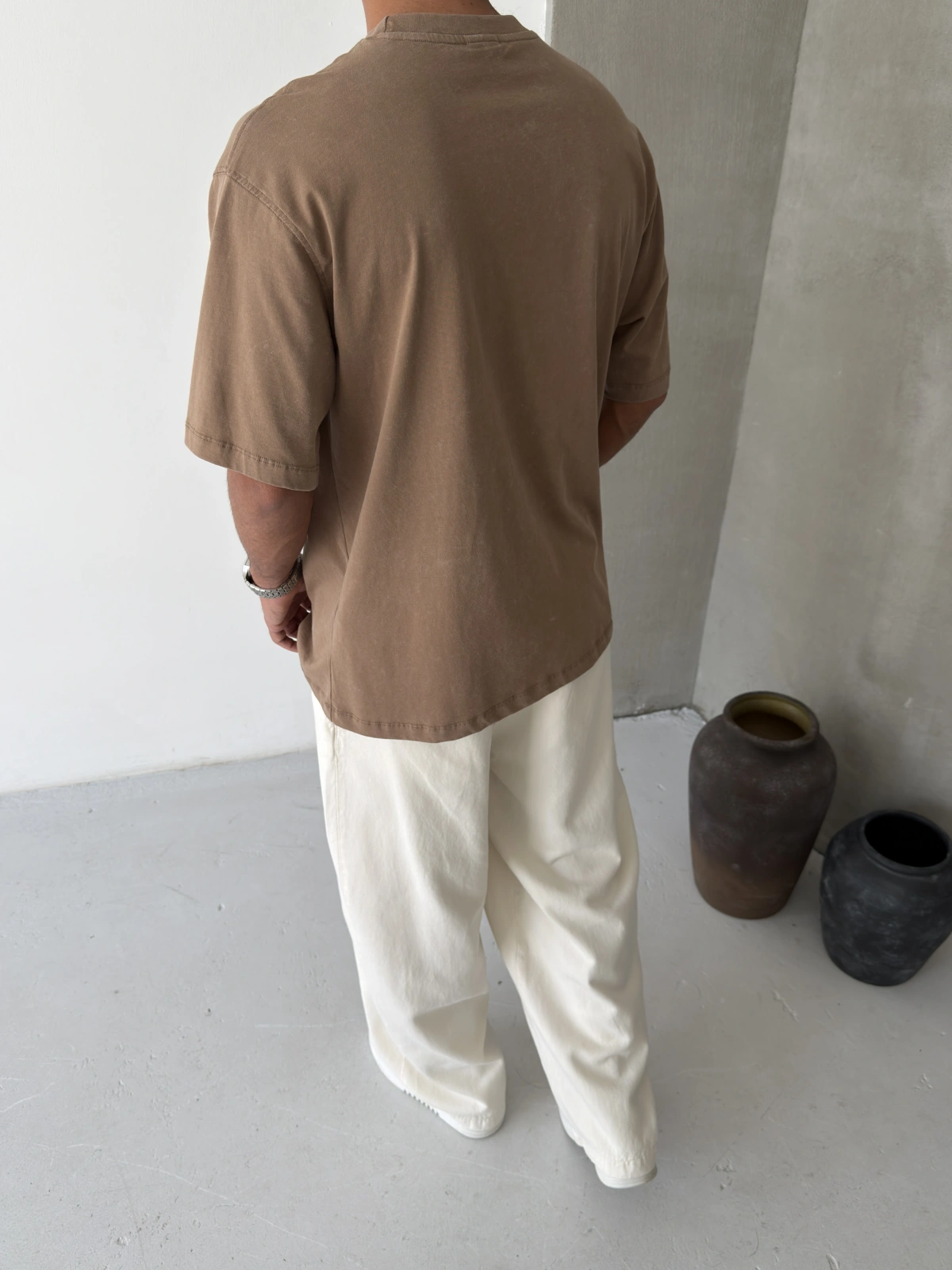 Kahve Yıkamalı Greatness Oversize T-shirt