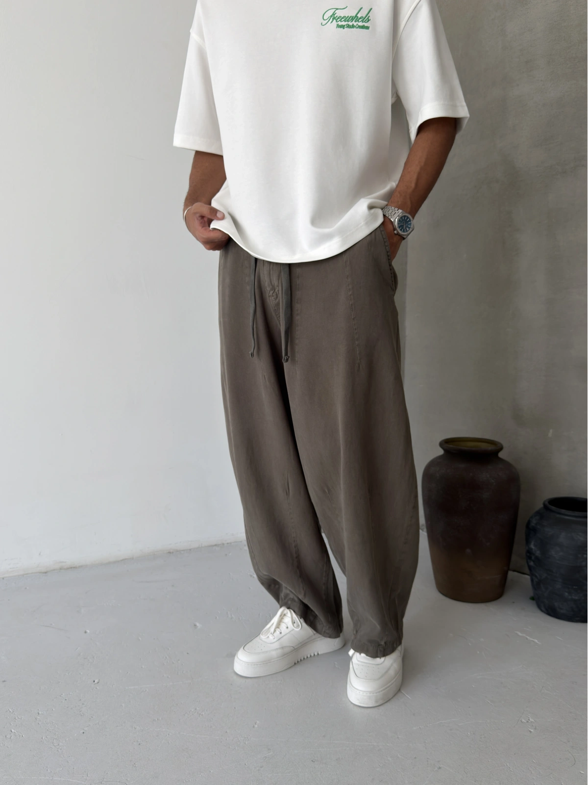 Haki Premium Pileli Süper Baggy