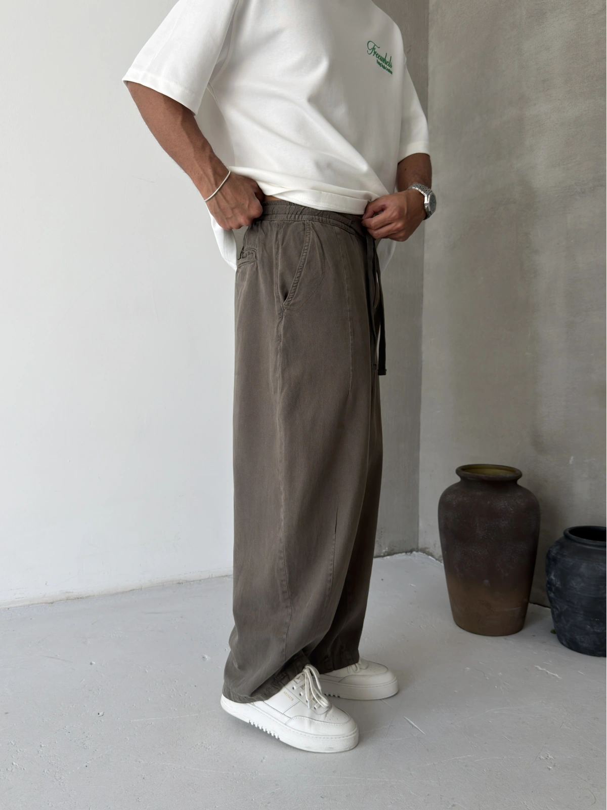 Haki Premium Pileli Süper Baggy
