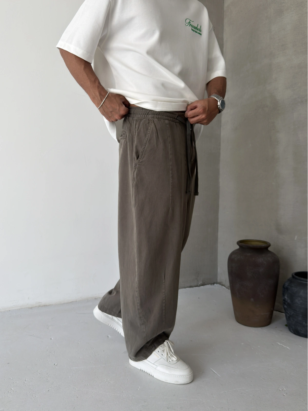 Haki Premium Pileli Süper Baggy