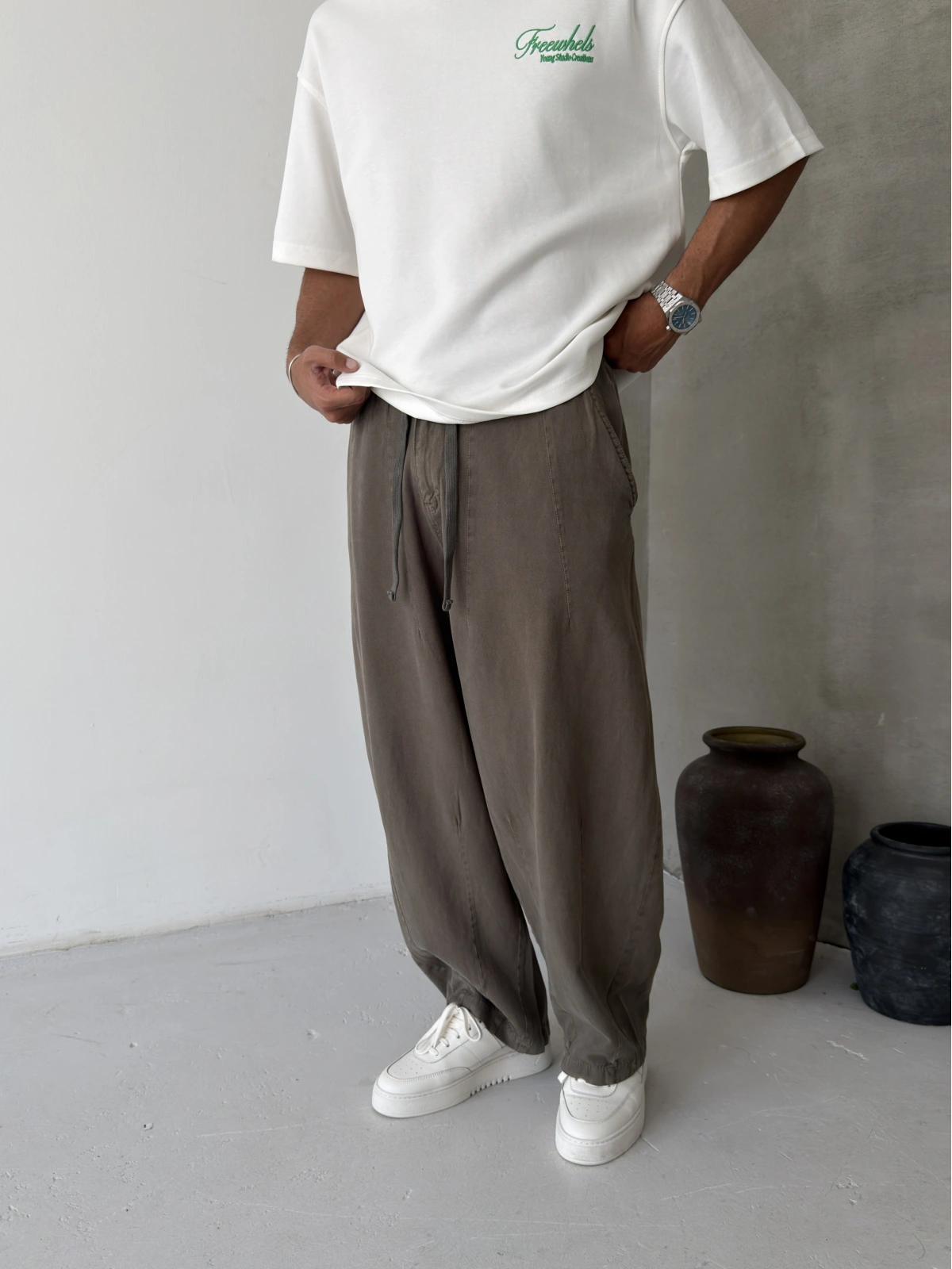 Haki Premium Pileli Süper Baggy