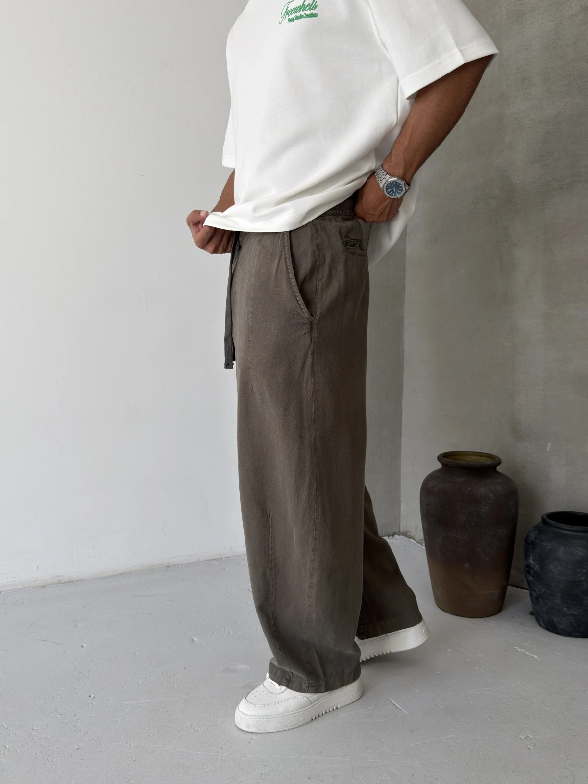 Haki Premium Pileli Süper Baggy
