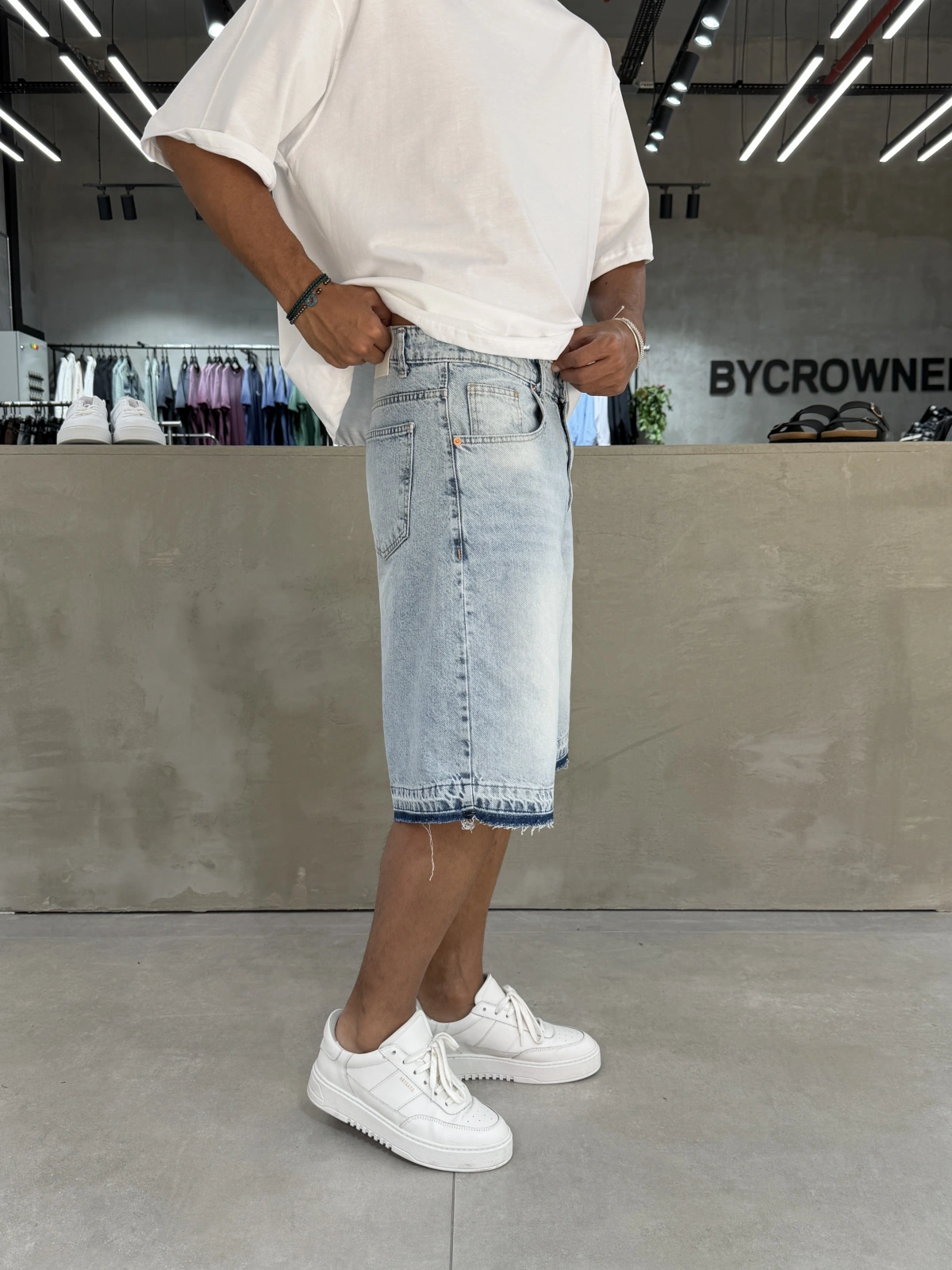 Buz Mavi Denim Baggy Şort