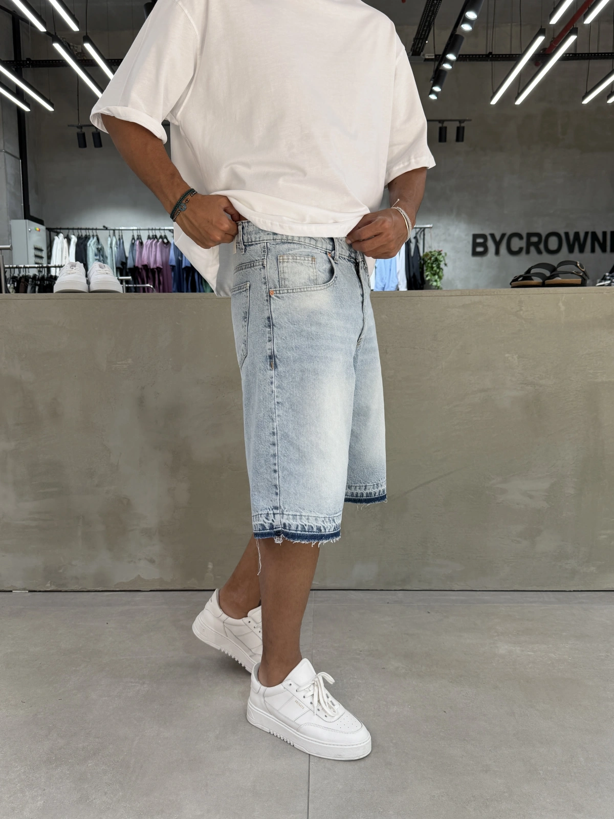 Buz Mavi Denim Baggy Şort