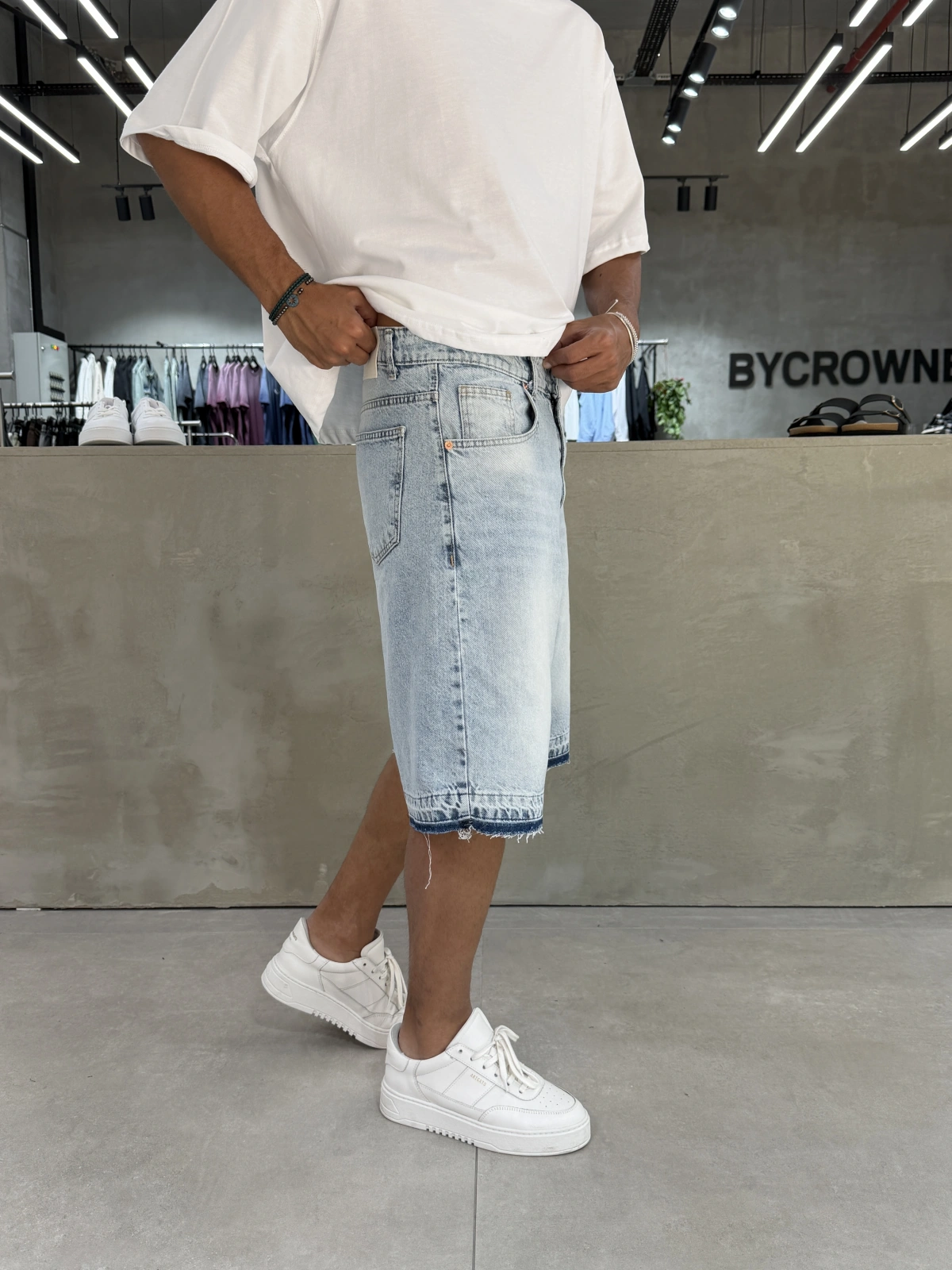 Buz Mavi Denim Baggy Şort
