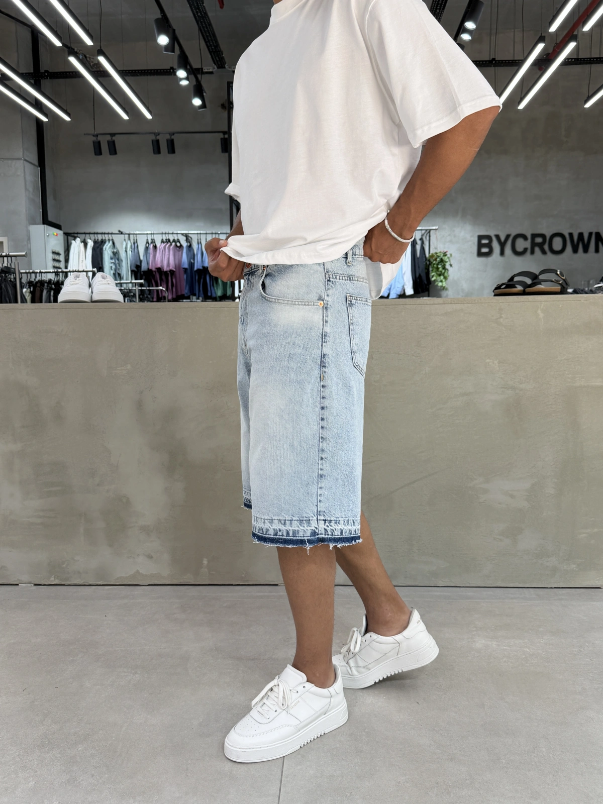 Buz Mavi Denim Baggy Şort
