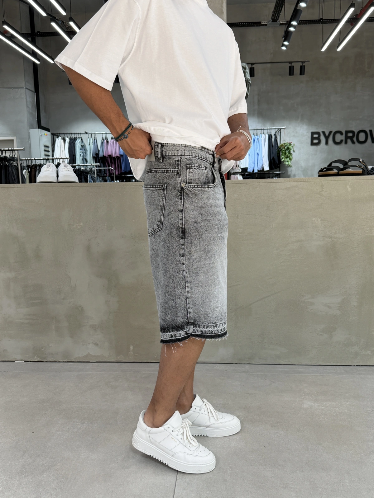 Antrasit Denim Baggy Şort