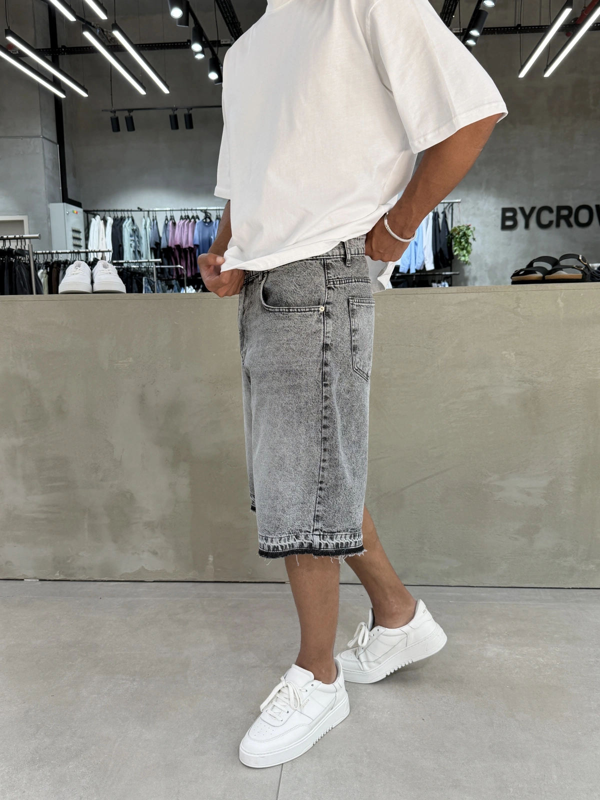 Antrasit Denim Baggy Şort