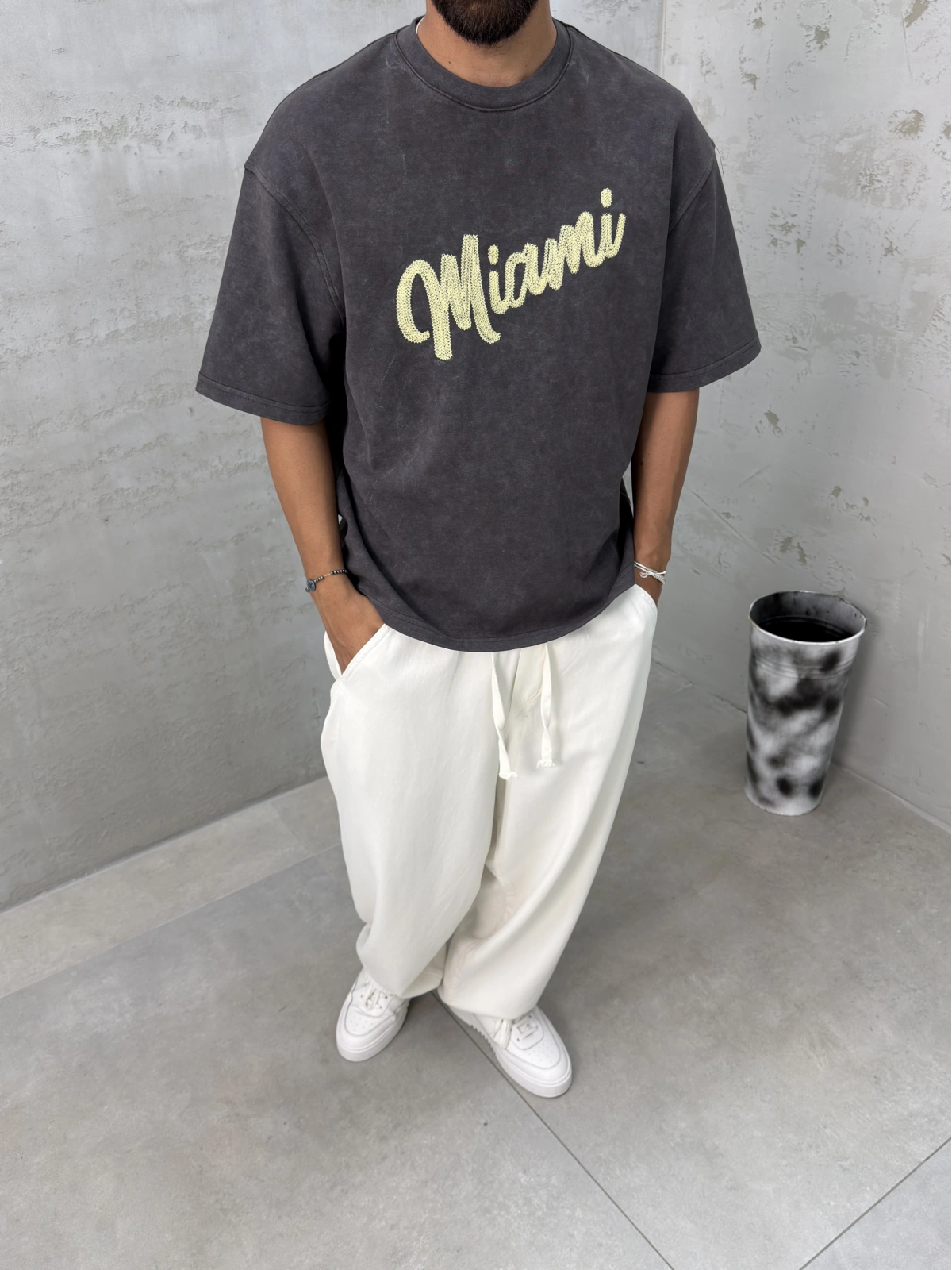 Kahve Yıkamalı Miami Oversize T-Shirt
