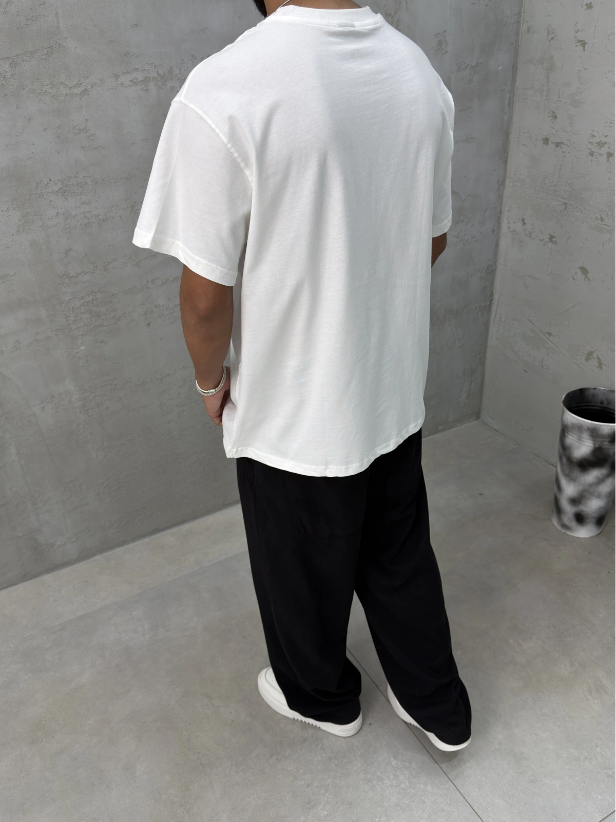 111 Beyaz Baskılı Oversize T-Shirt