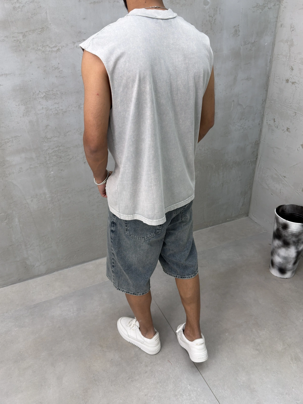 Gri Darklıght Baskılı Oversize Atlet