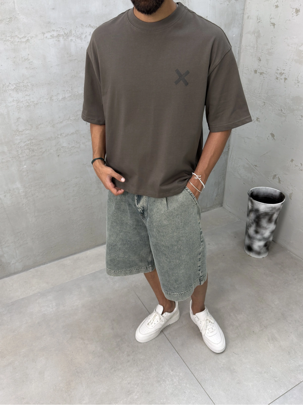 Haki Baskılı Boxy Fit T-Shirt