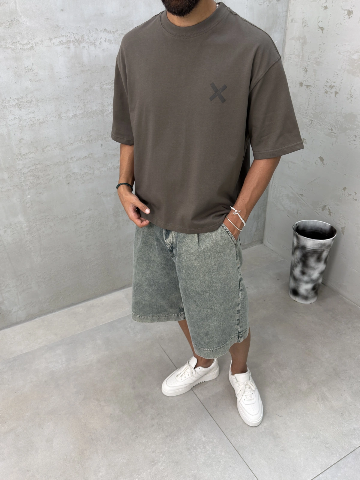 Haki Baskılı Boxy Fit T-Shirt