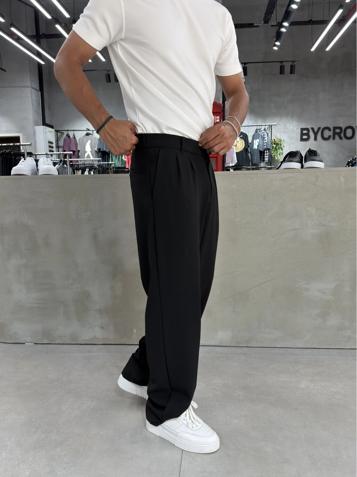 Siyah Premium Pileli Kumaş Baggy