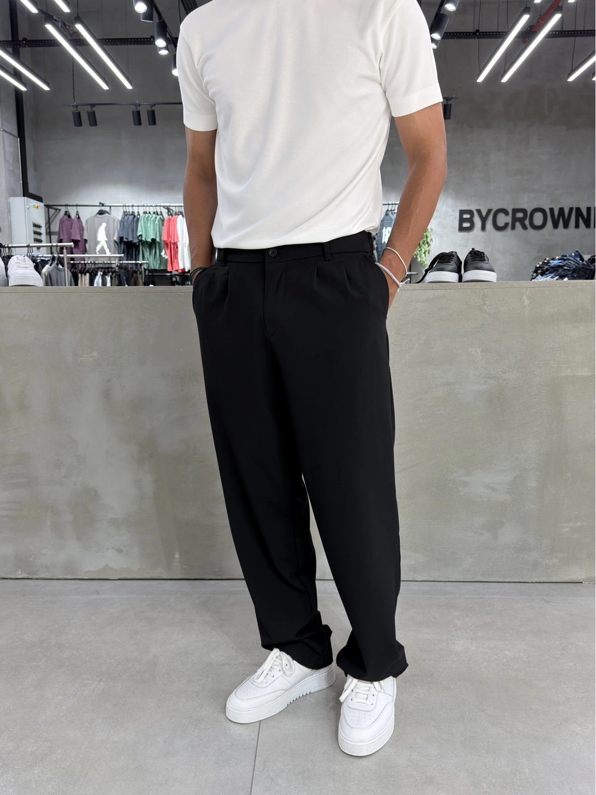 Siyah Premium Pileli Kumaş Baggy