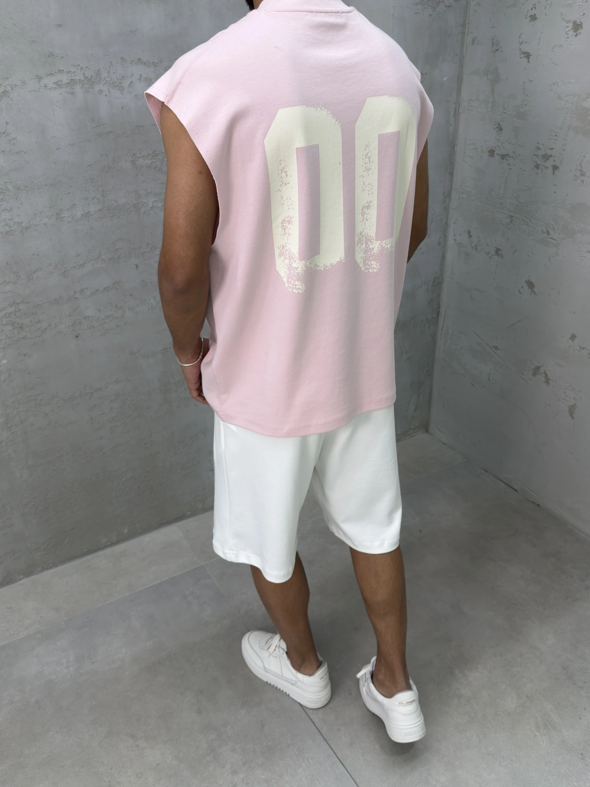 Pembe 00 Baskılı Oversize Atlet