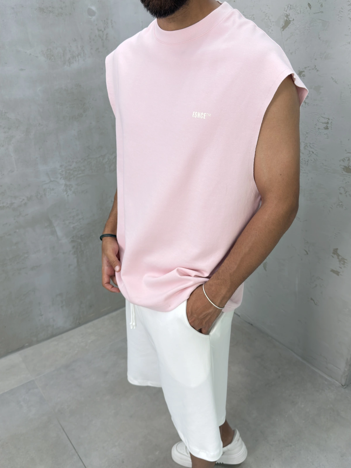 Pembe 00 Baskılı Oversize Atlet
