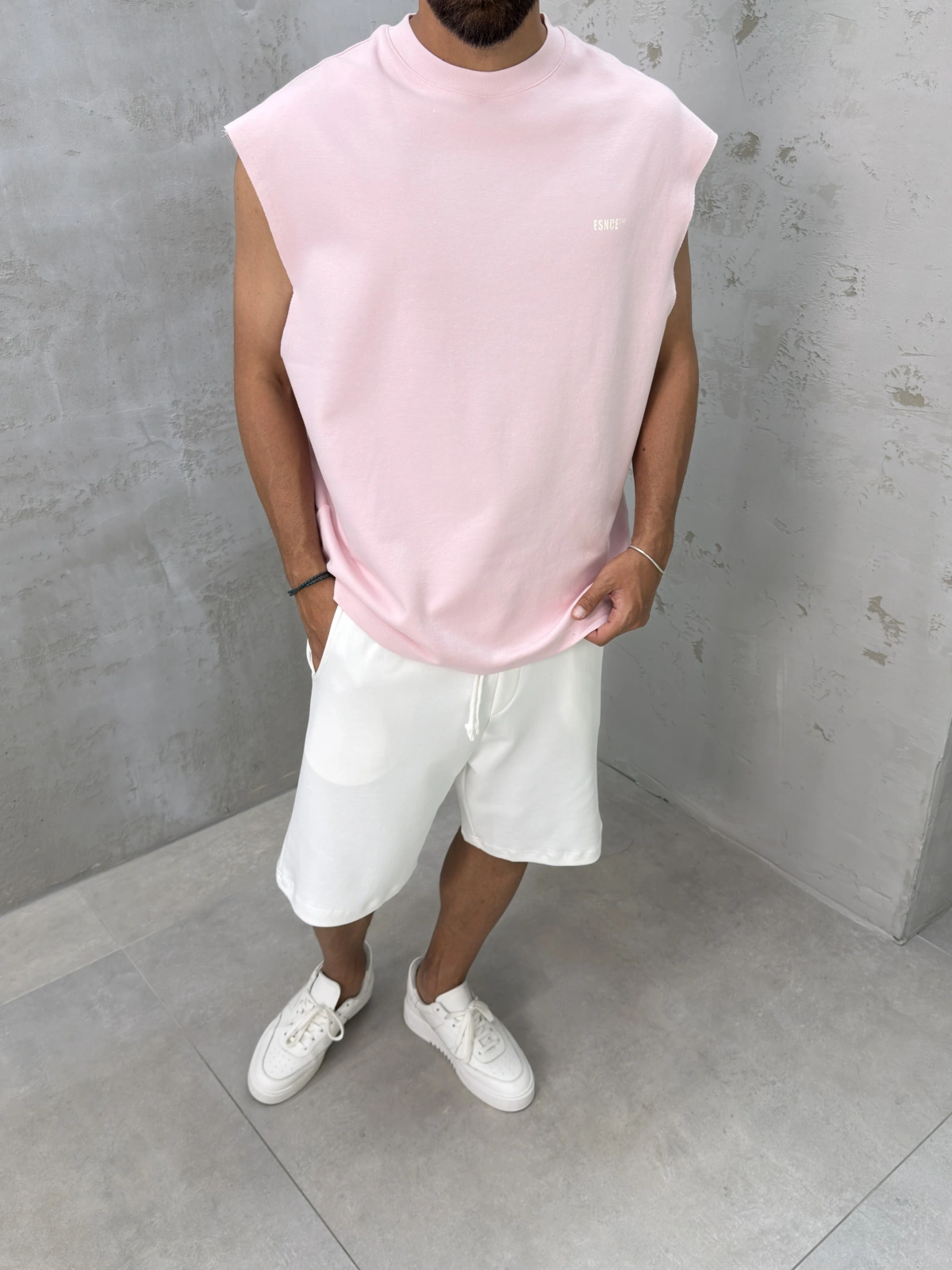 Pembe 00 Baskılı Oversize Atlet