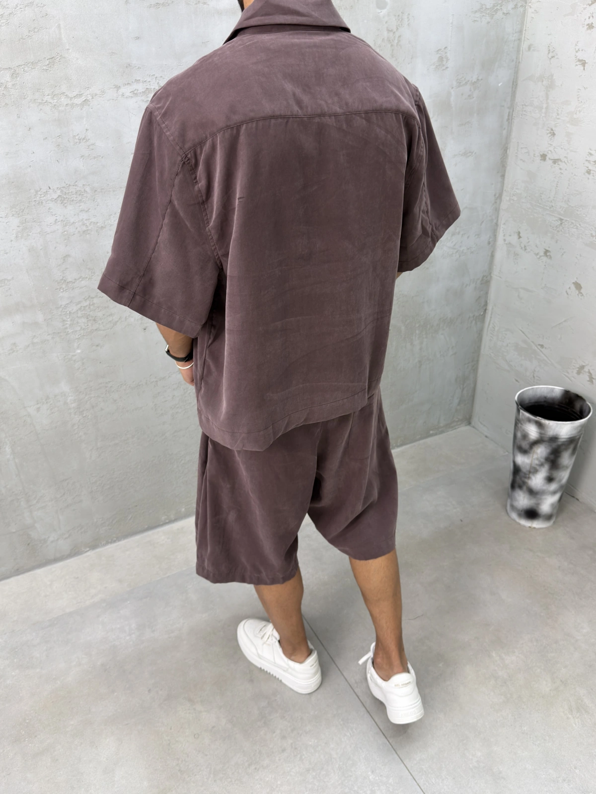 Kahve Premium Yıkamalı Tensel Oversize Takım