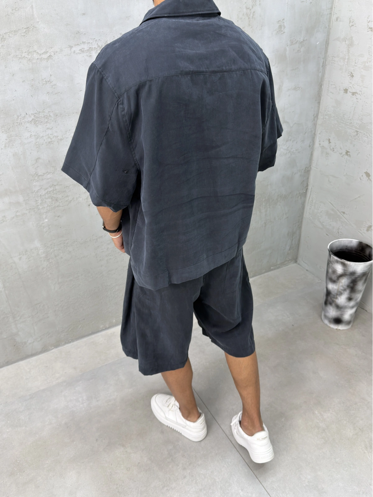Siyah Premium Yıkamalı Tensel Oversize Takım