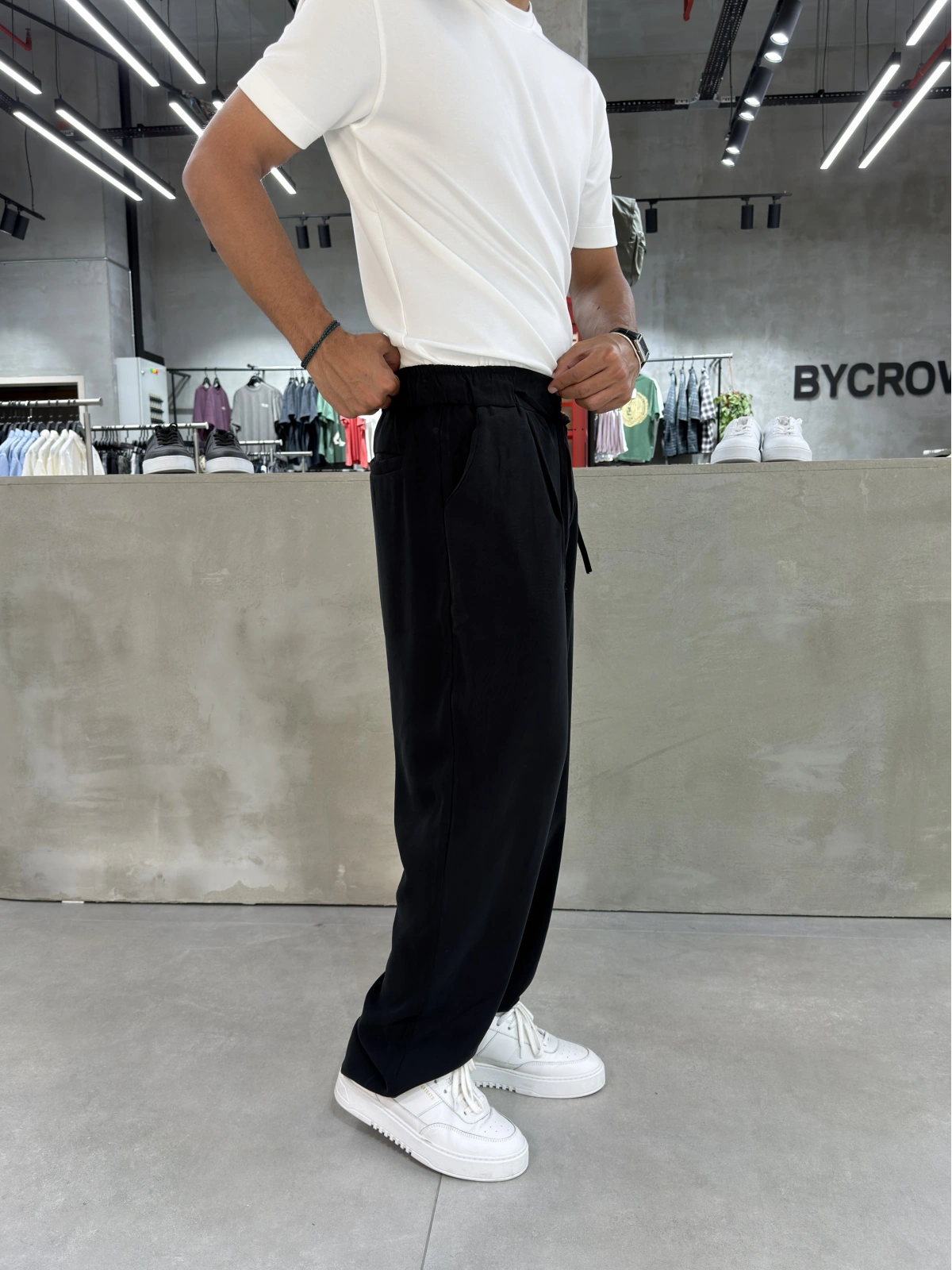 Siyah Premium Tensel Pileli Baggy