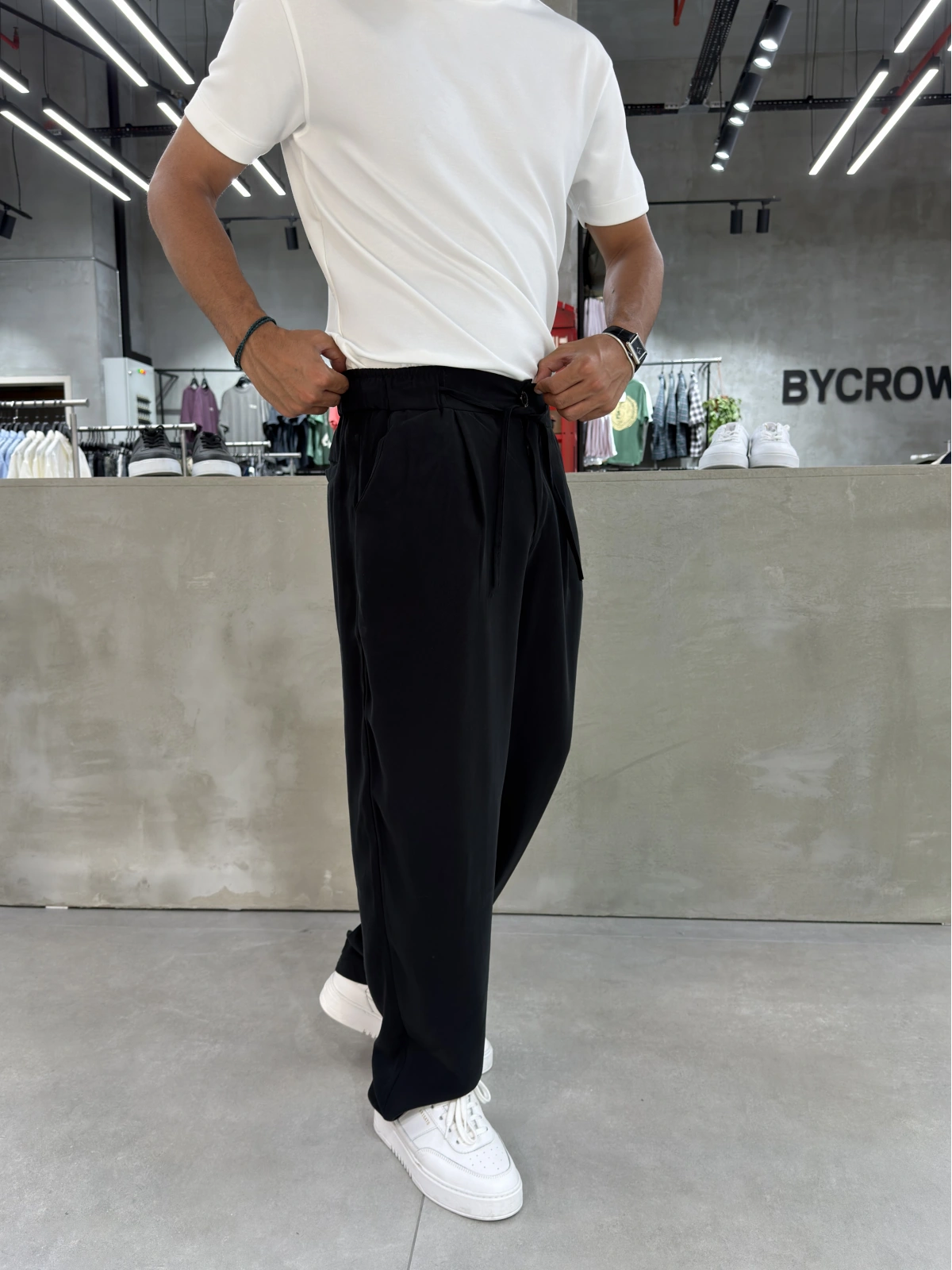 Siyah Premium Tensel Pileli Baggy