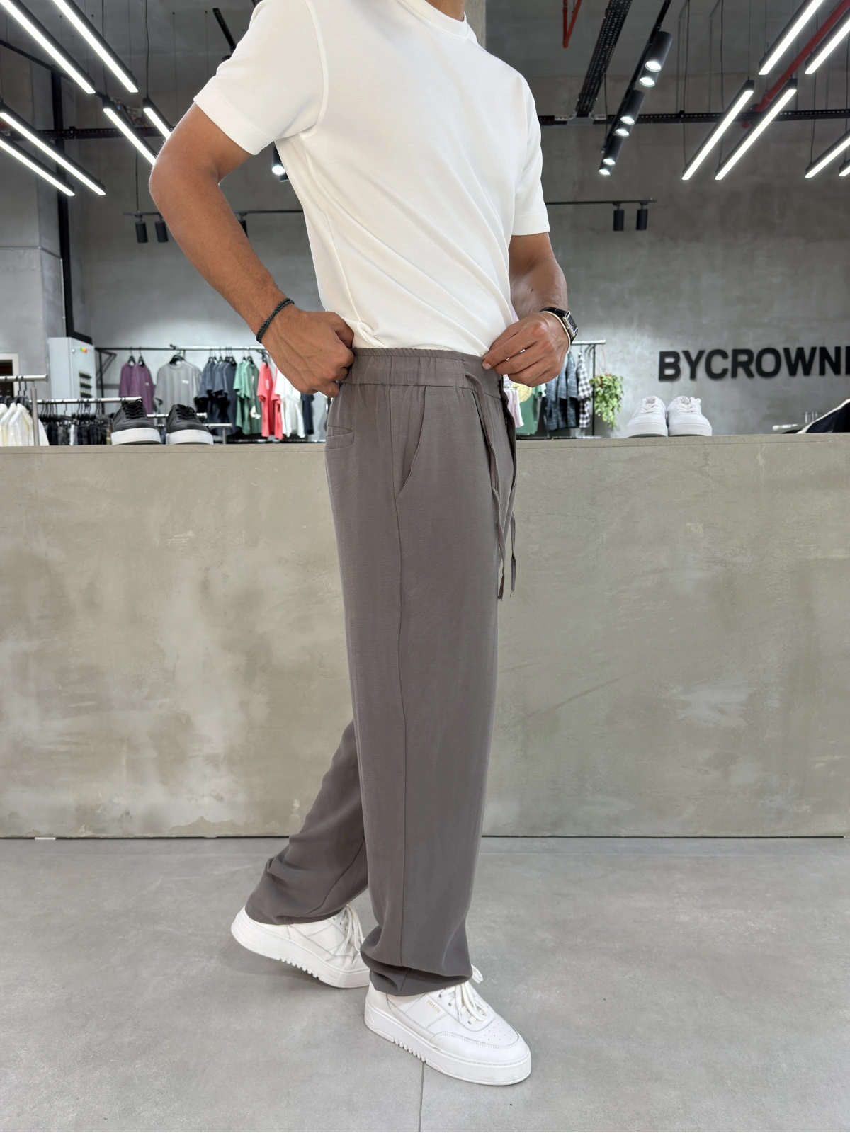 Gri Premium Tensel Pileli Baggy