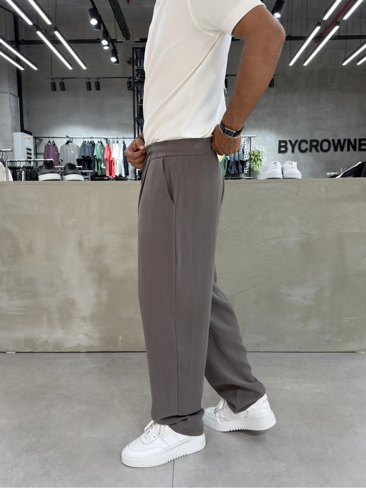Gri Premium Tensel Pileli Baggy