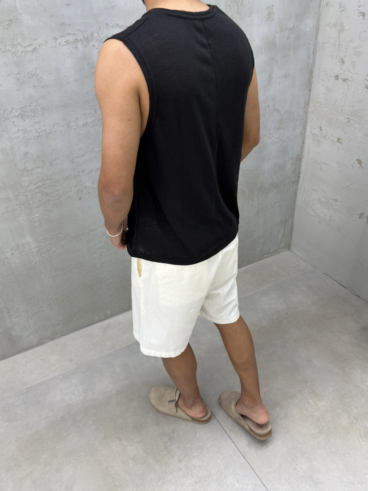 Siyah Marsel Pamuk Fit Atlet