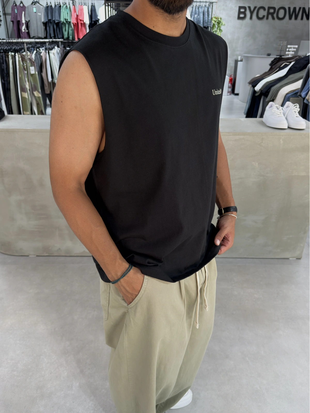 Siyah United Baskı Oversize Atlet