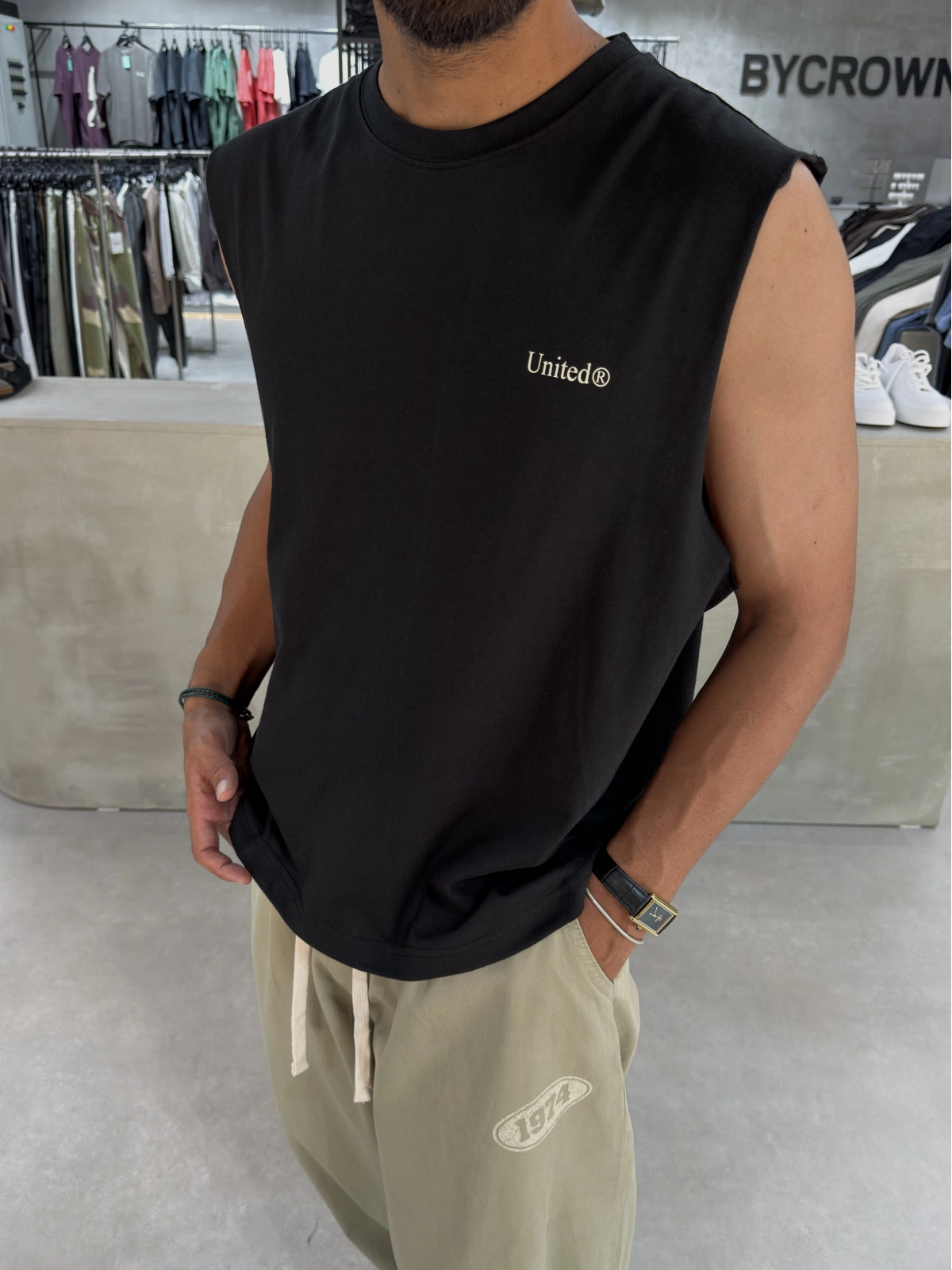 Siyah United Baskı Oversize Atlet