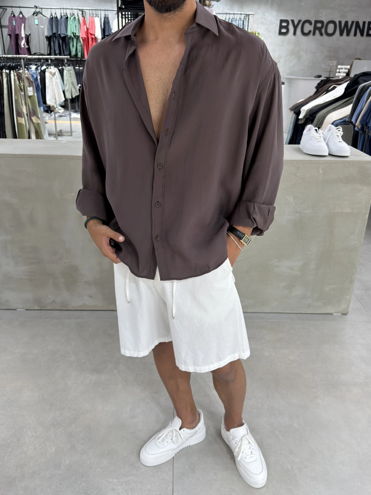 Kahve Modal Oversize Gömlek