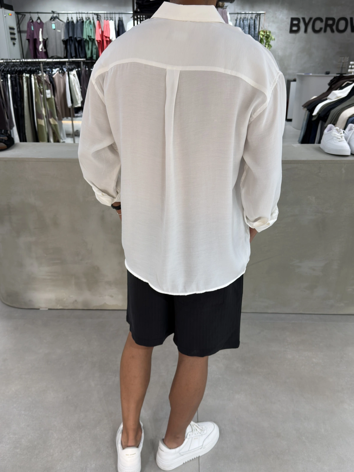Beyaz Modal Oversize Gömlek