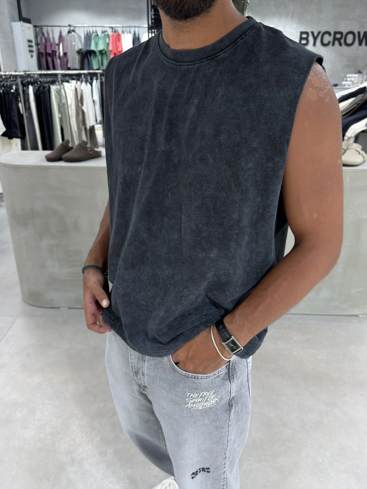 Antrasit 4 Baskılı Oversize Atlet