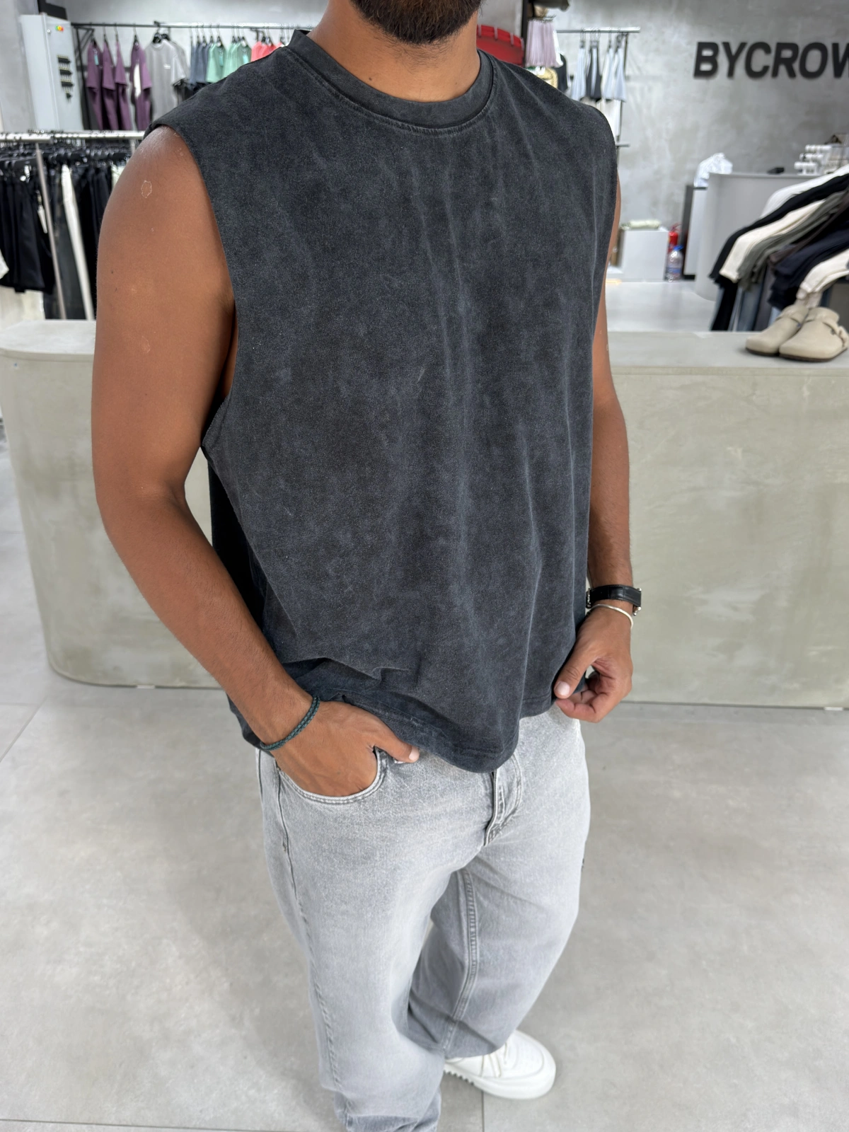 Antrasit 4 Baskılı Oversize Atlet
