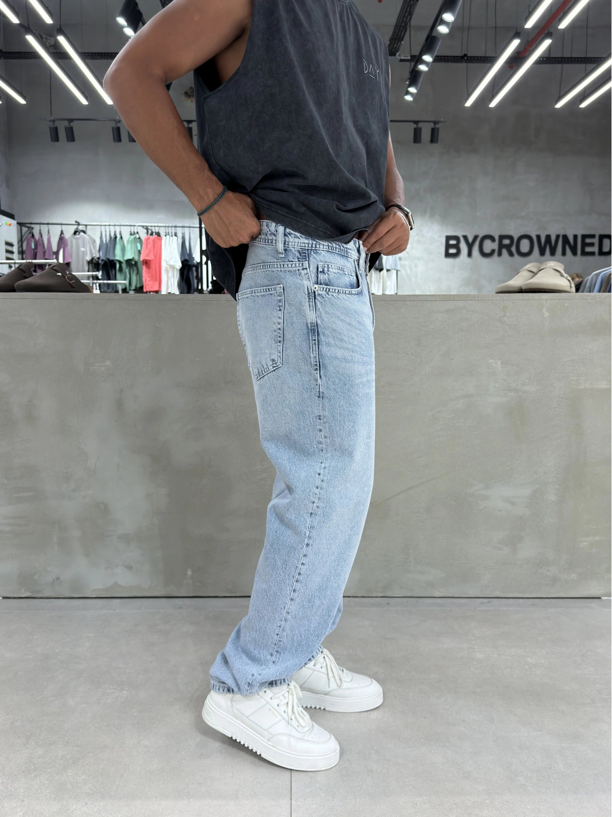 Buz Mavi Premium Effect Baggy Jean
