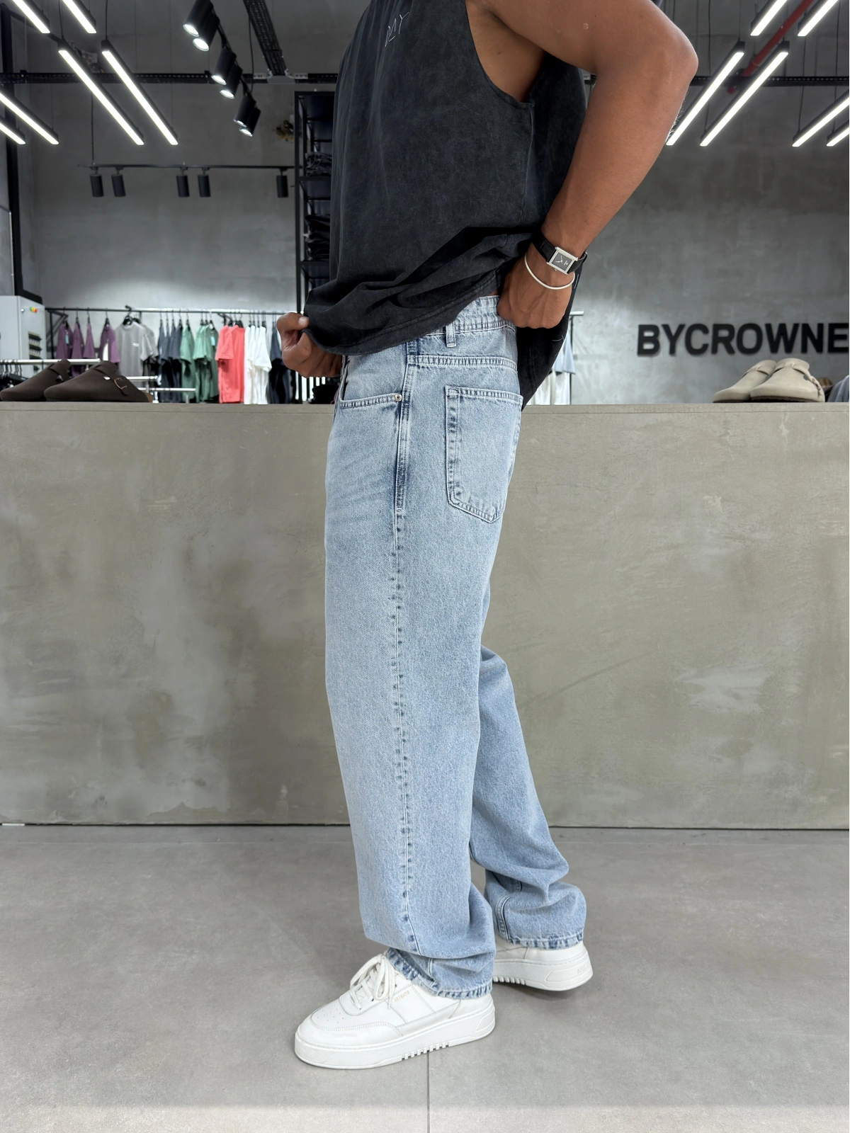 Buz Mavi Premium Effect Baggy Jean