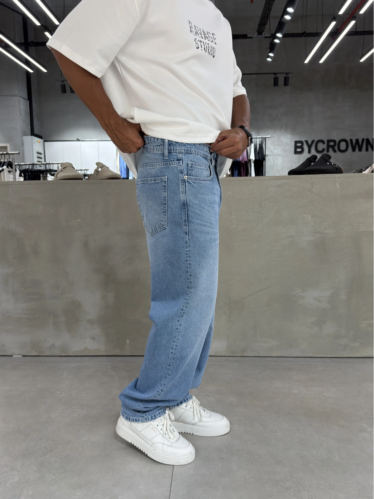 Açık Mavi Premium Effect Baggy Jean