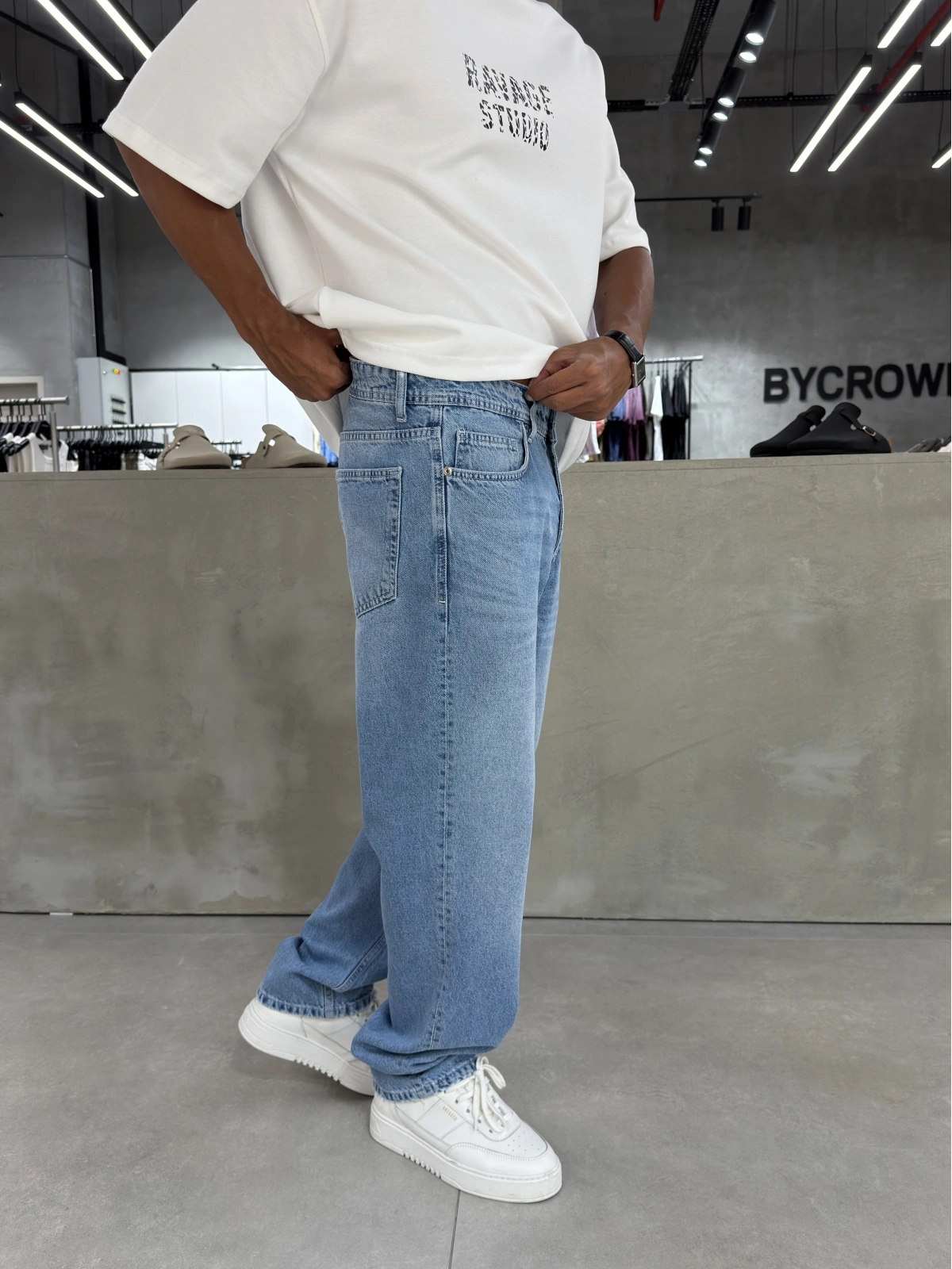 Açık Mavi Premium Effect Baggy Jean