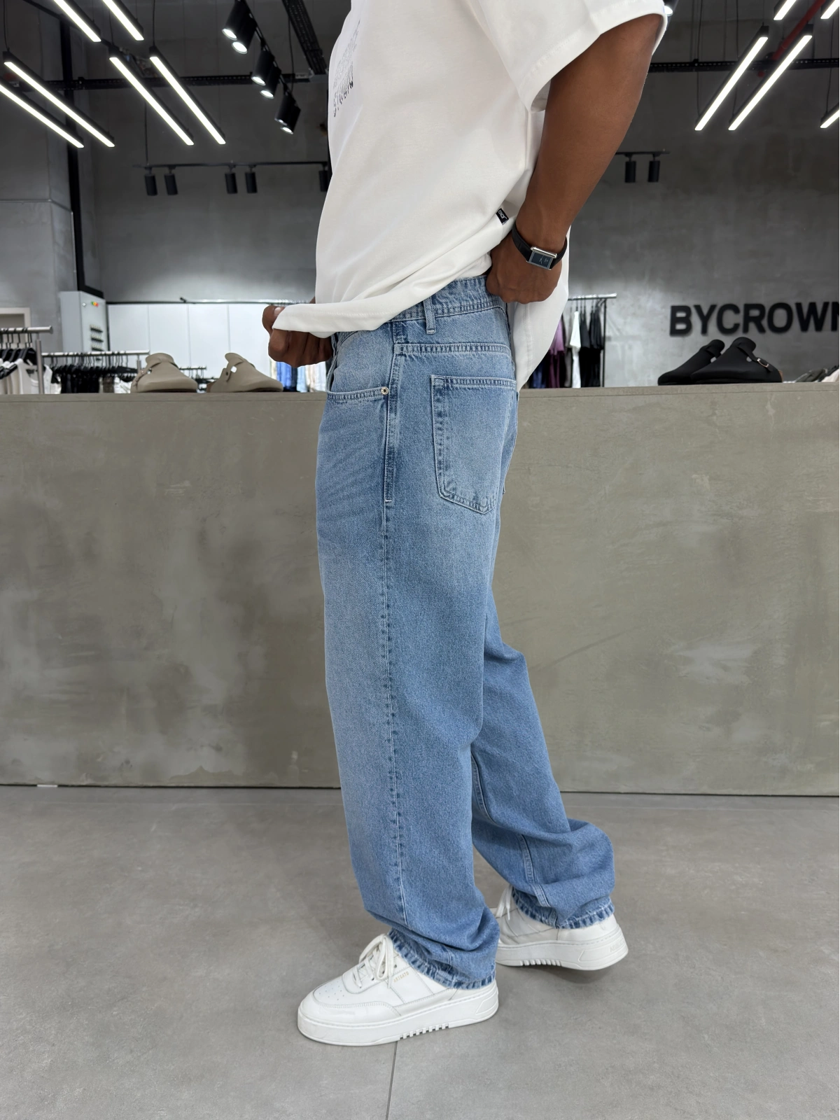 Açık Mavi Premium Effect Baggy Jean