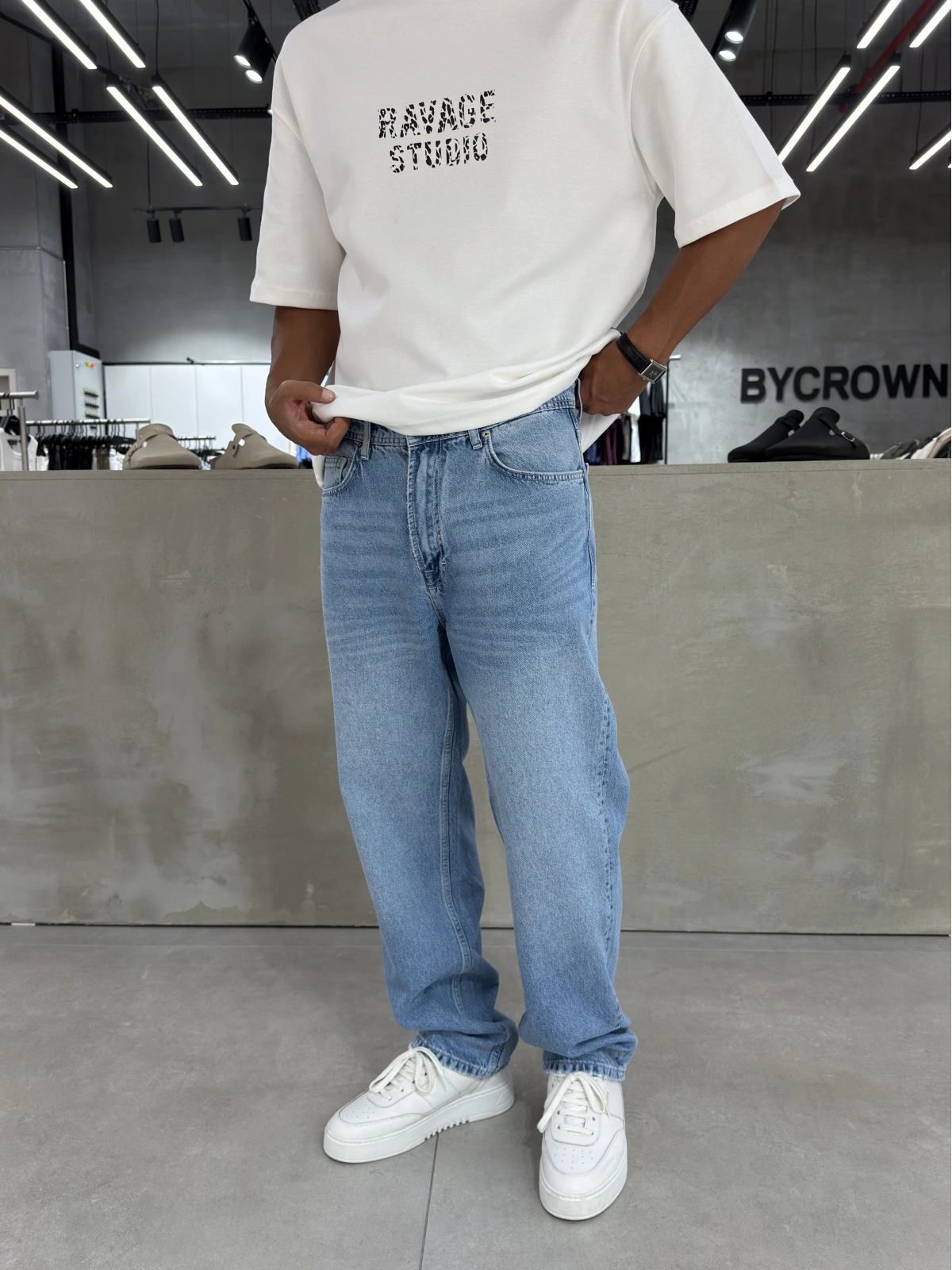 Açık Mavi Premium Effect Baggy Jean