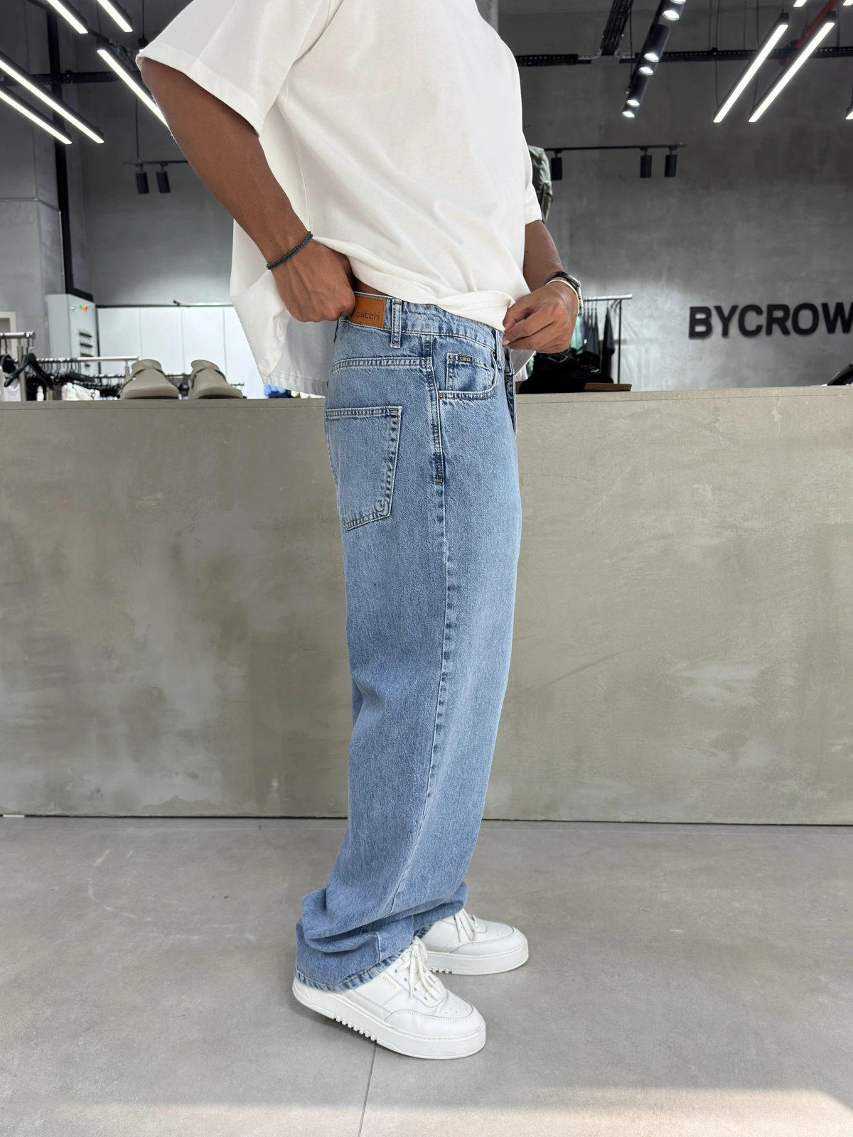 Mavi Arma Nakış Bol Kalıp Baggy Jean
