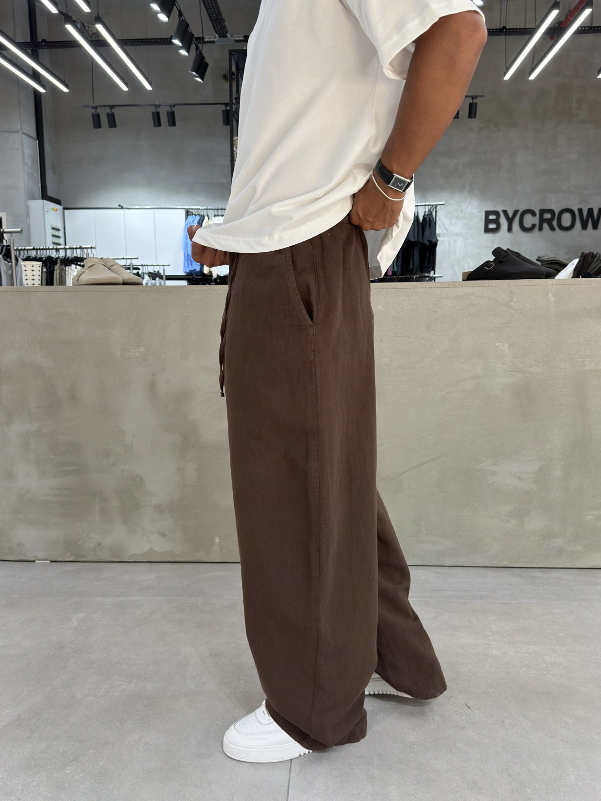 Kahve Premium Keten Süper Baggy