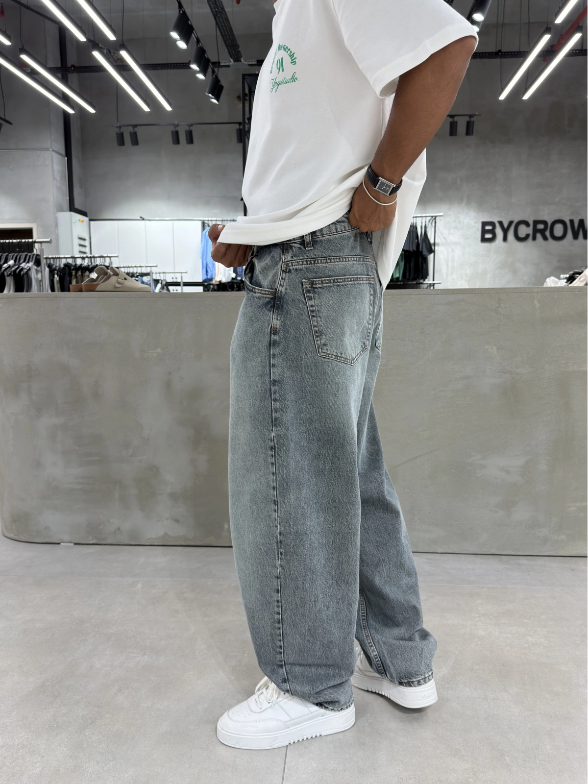 Mavi Eskitme Süper Baggy Jean