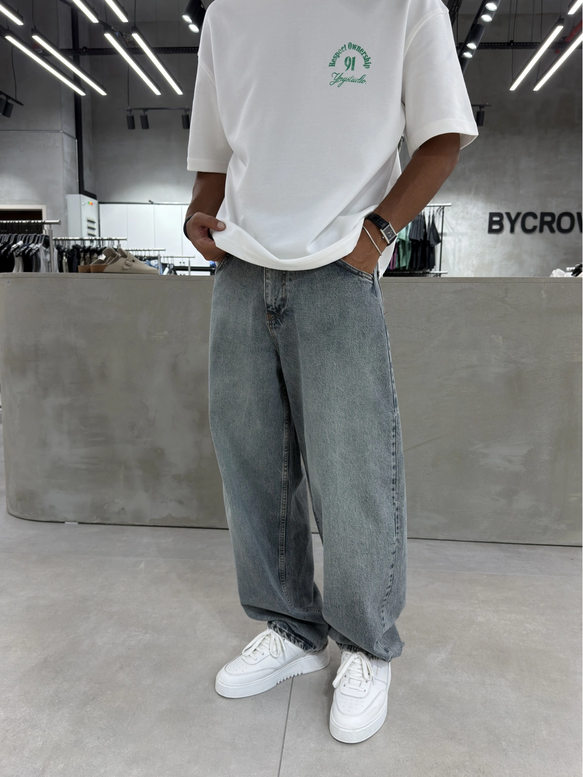 Mavi Eskitme Süper Baggy Jean