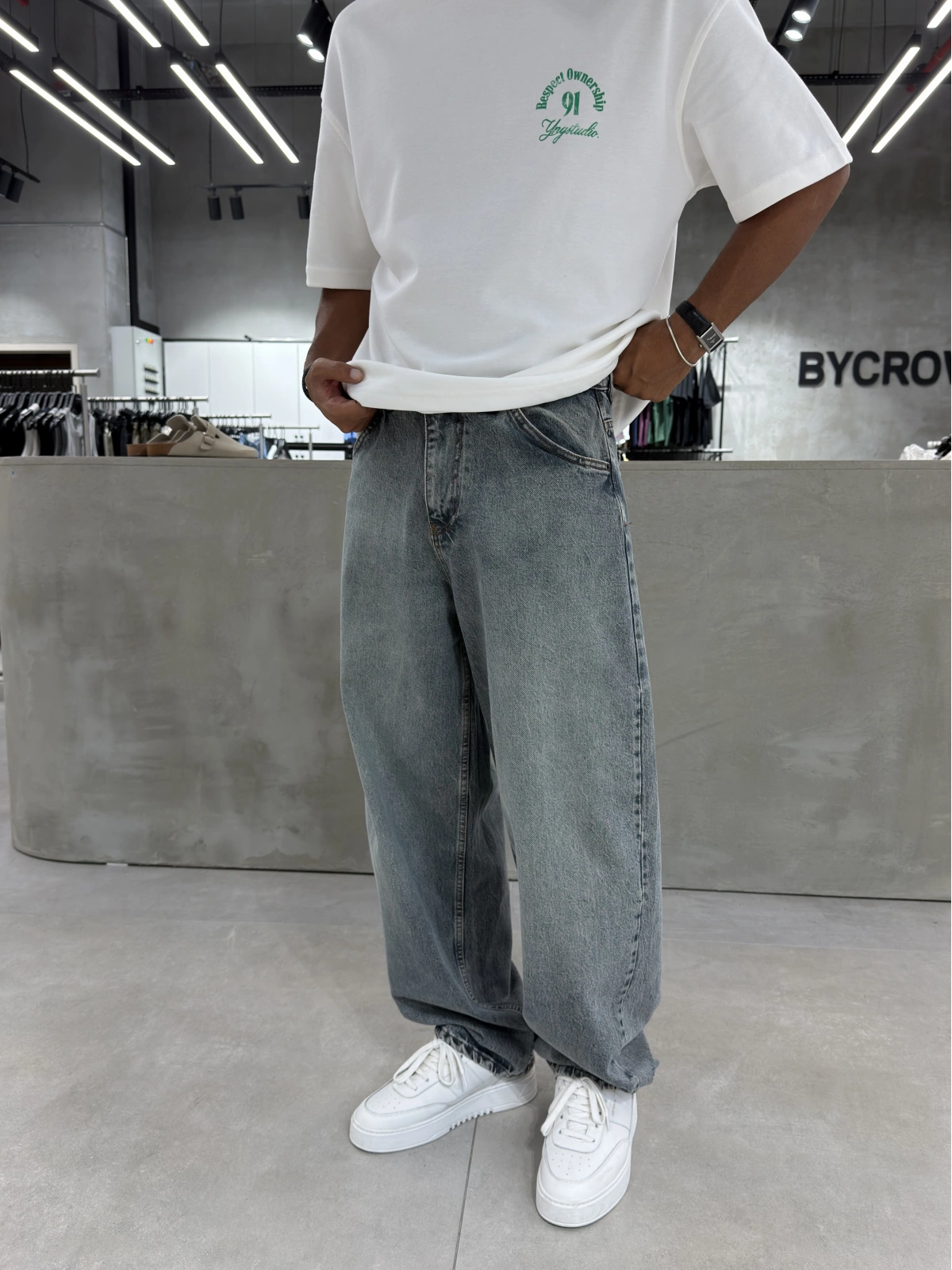 Mavi Eskitme Süper Baggy Jean