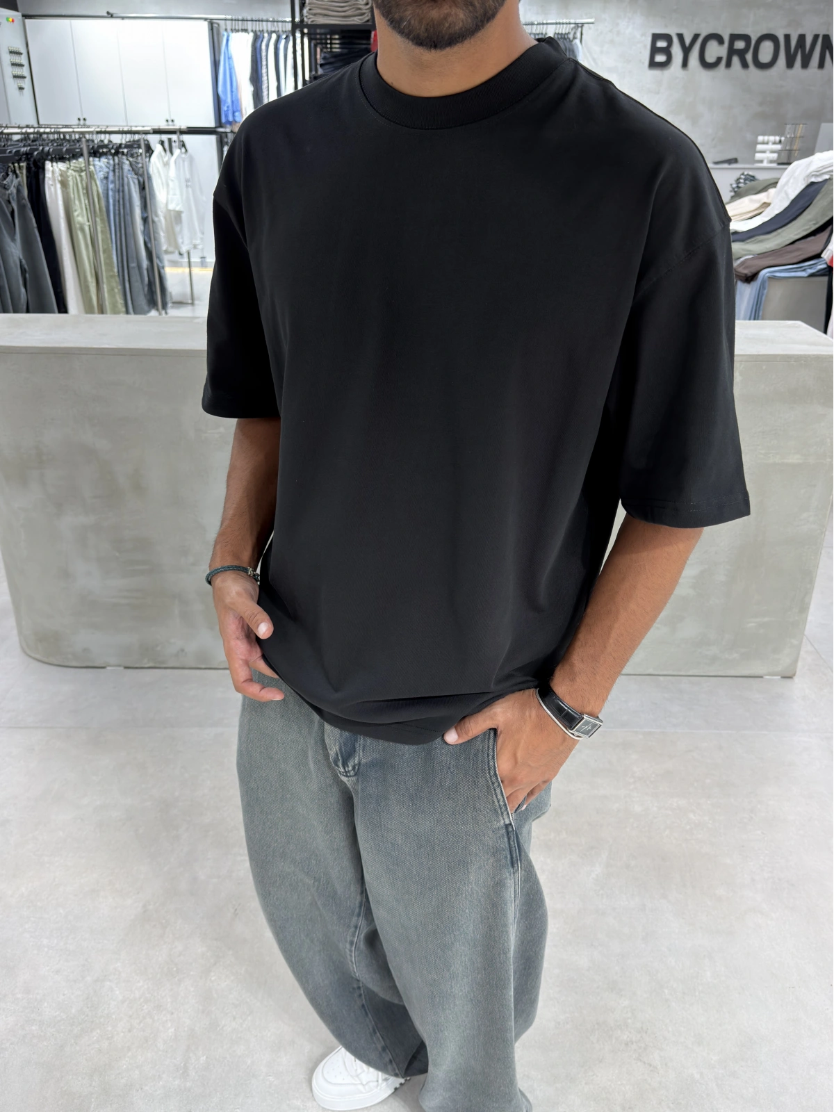 Siyah 7 Baskı Oversize T-Shirt