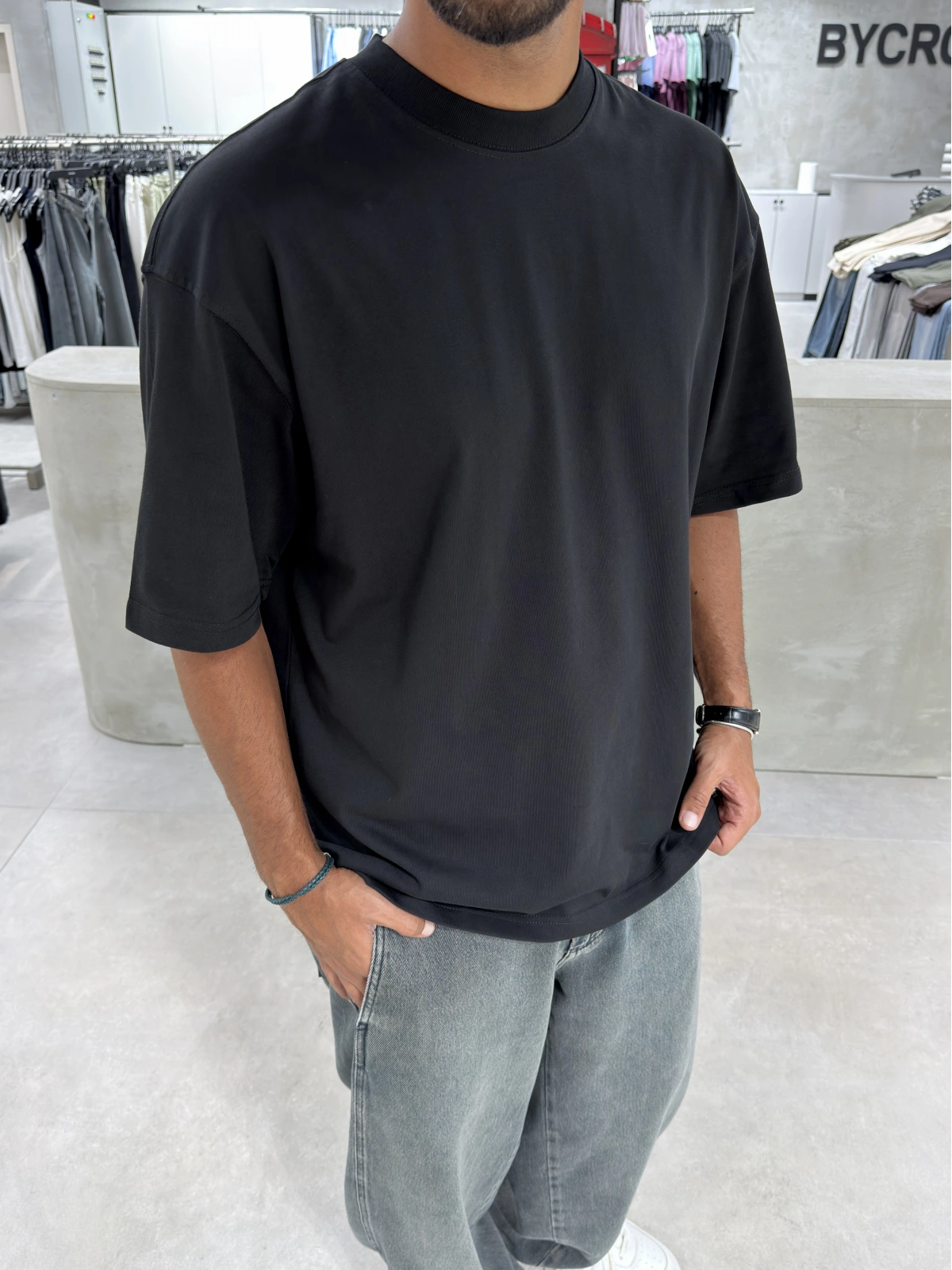Siyah 7 Baskı Oversize T-Shirt