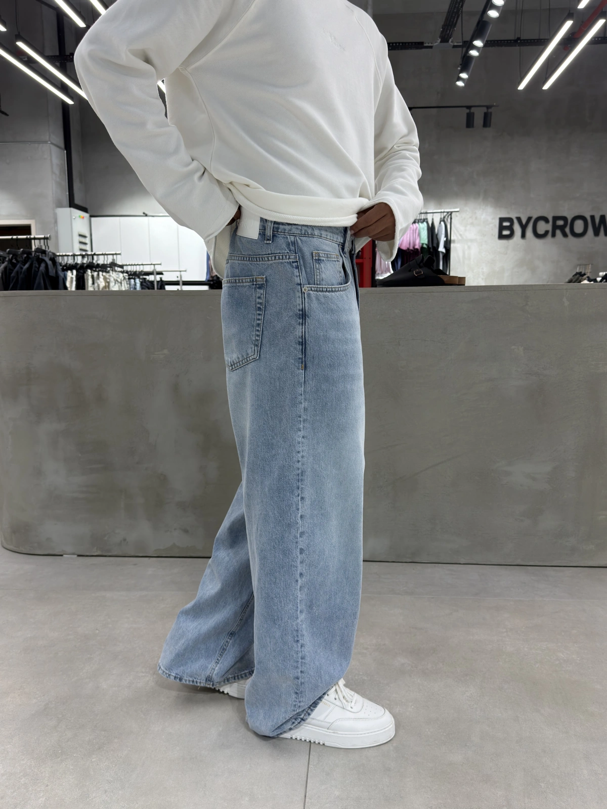 Mavi Yıkamalı Süper Baggy Jean