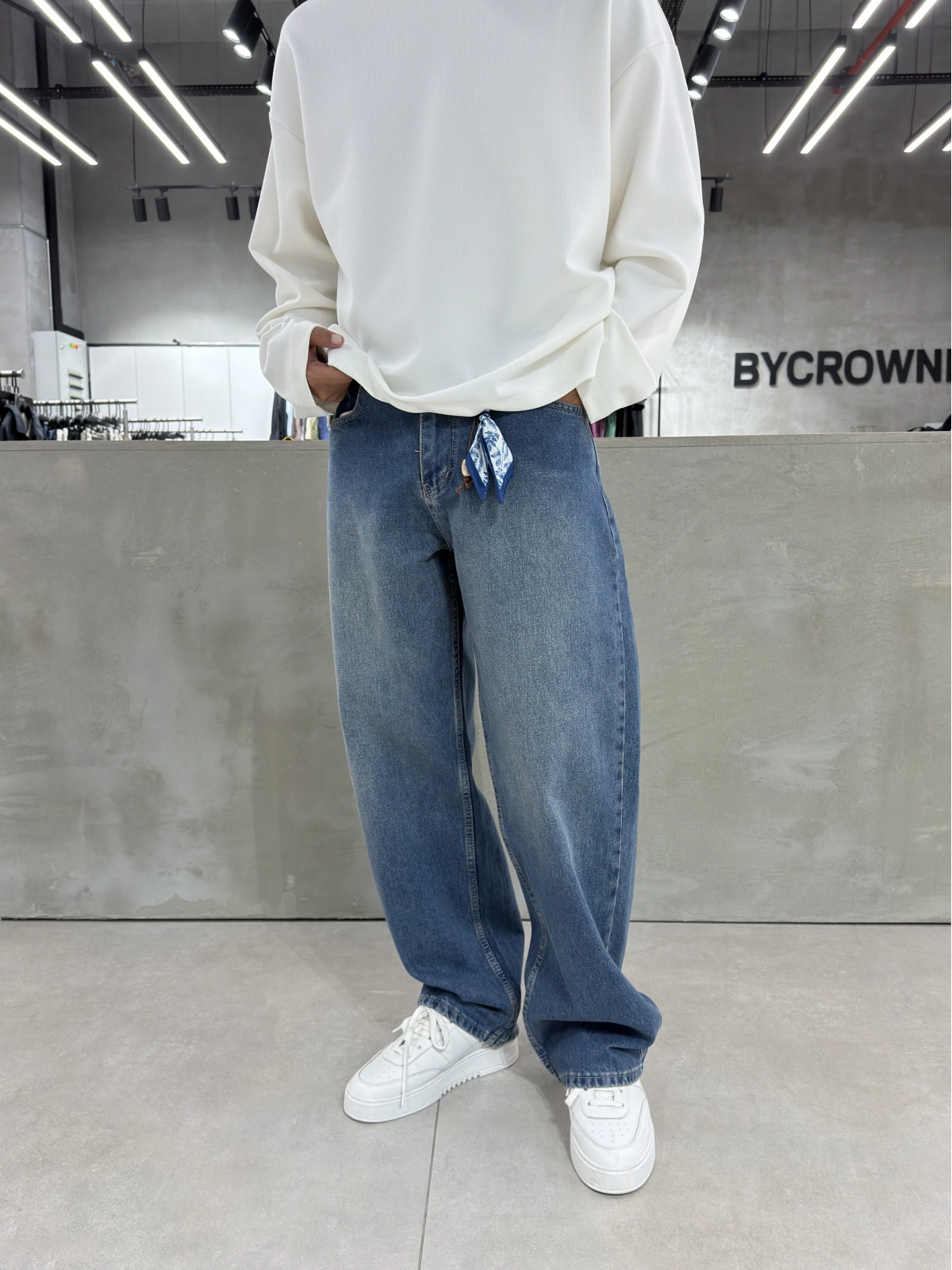 Mavi Aksesuar Detaylı Baggy Jean